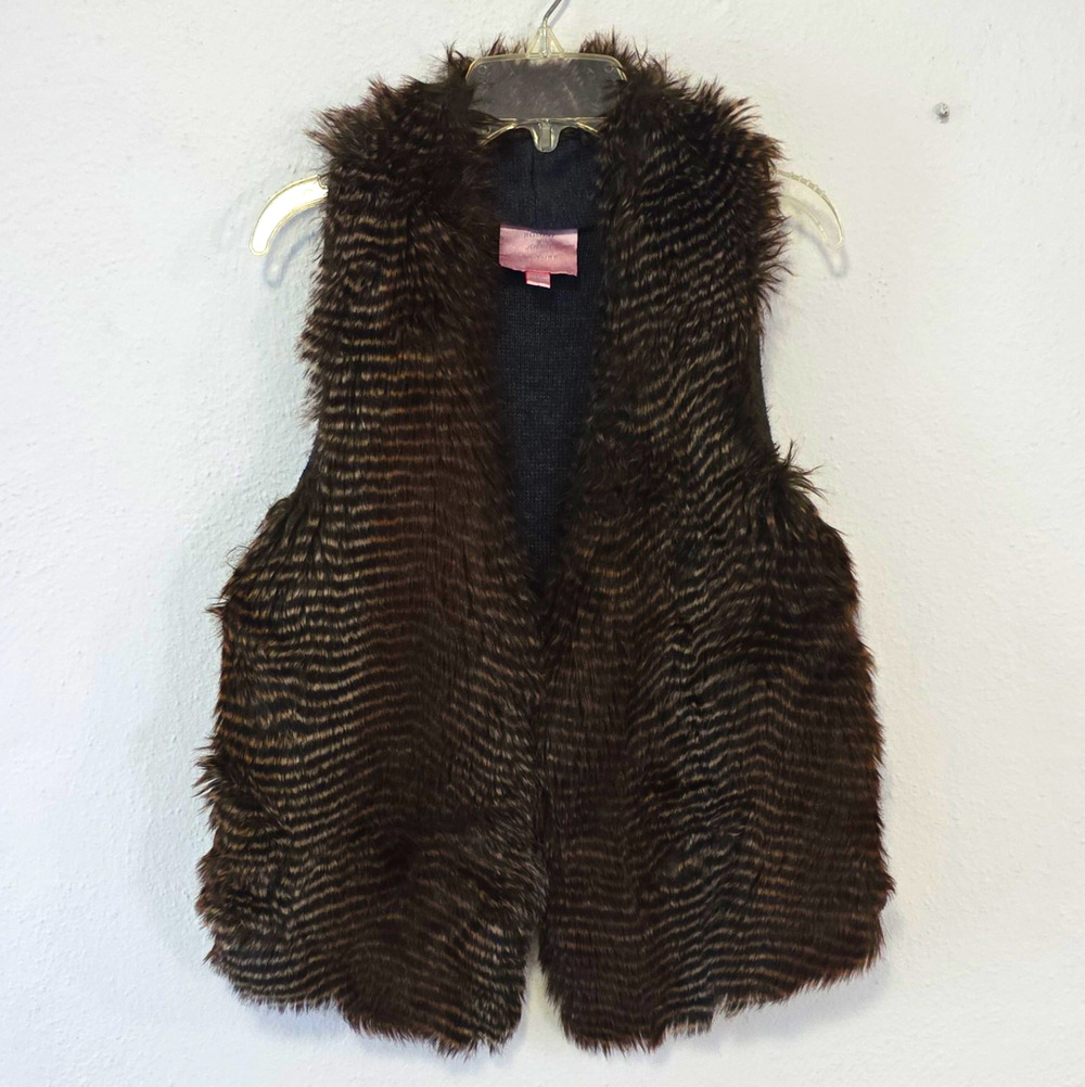 Romeo & Juliet Couture Womens Faux Fur Knit Vest Animal Print Size Large